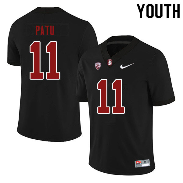Youth #11 Ari Patu Stanford Cardinal College Football Jerseys Sale-Black